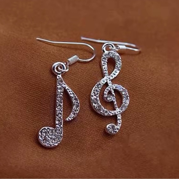 Music Notes Crystal Earrings - Picture 3 of 3